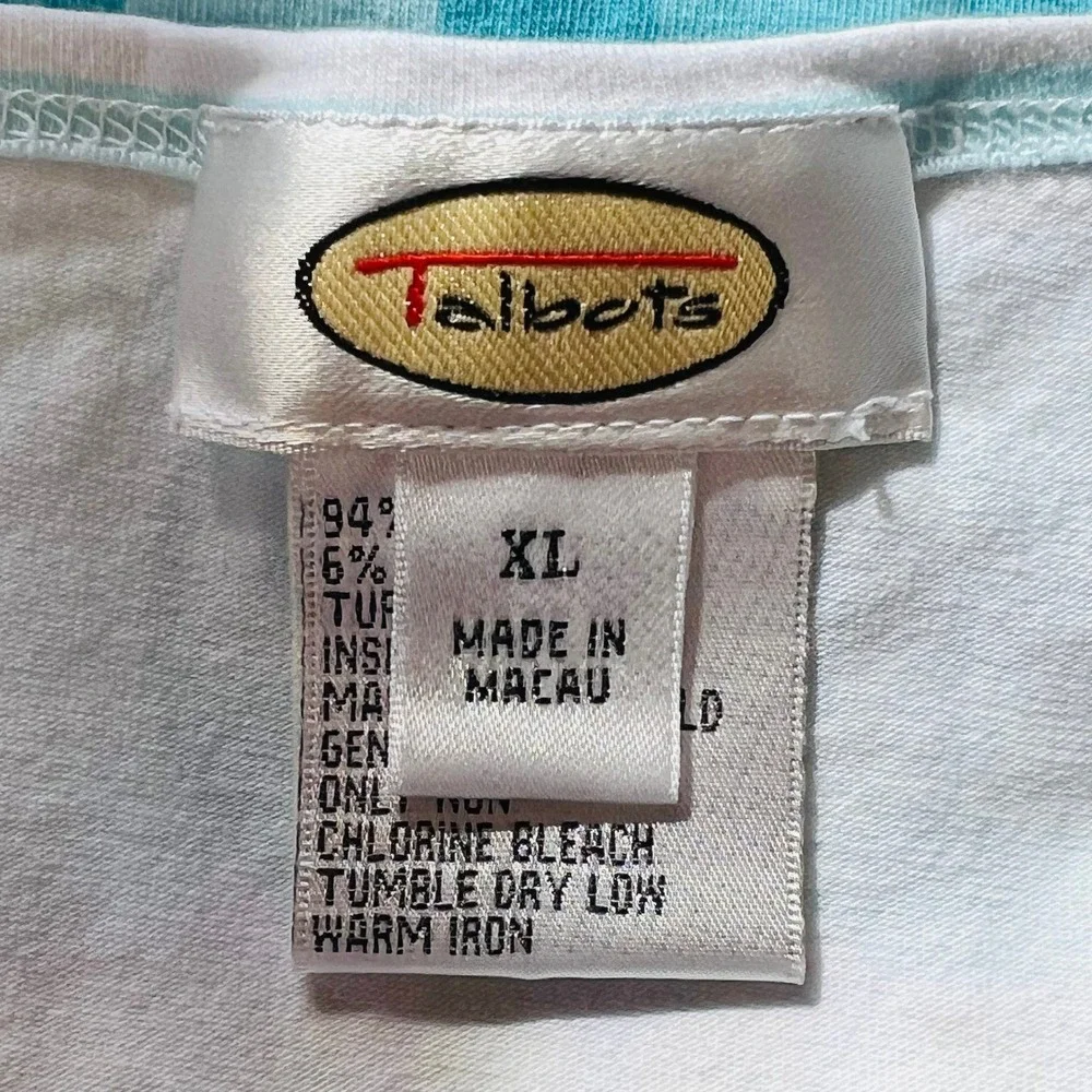 Talbots Womens XL Blue Turquoise Lime Green Geometric Polka Dot Sleeveless Top - Picture 3 of 4